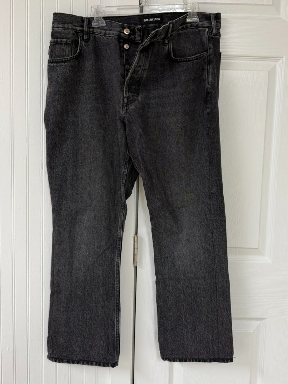Balenciaga Men's Black Wash Jeans - Size 36